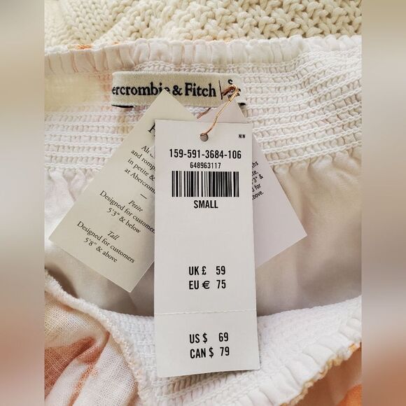 Abercrombie & Fitch Off Shoulder Tropical Linen Blend Dress sz Sm - Picture 9 of 11